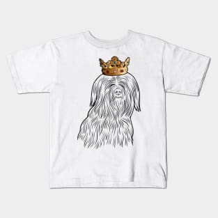 Tibetan Terrier Dog King Queen Wearing Crown Kids T-Shirt